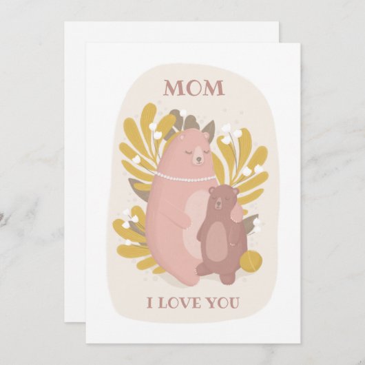 Mam, ik hou van je. Stomme beren dier. Moederdag Feestdagenkaart (Voorkant / Achterkant)
