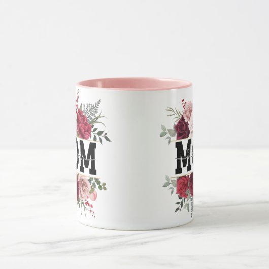"Mam, ik hou van je" waterverf florale koffie mok (Midden)