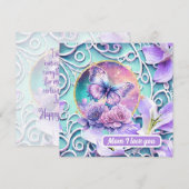 Mam ik hou van jou Fantasie Paarse Vlinder Univers Feestdagenkaart (Voorkant / Achterkant)