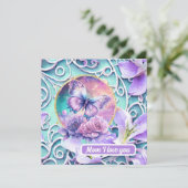 Mam ik hou van jou Fantasie Paarse Vlinder Univers Feestdagenkaart (Staand voorkant)