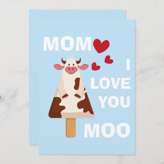 Mam ik hou van jou Moo Moederdag Verjaardag Mam Feestdagenkaart (Voorkant / Achterkant)