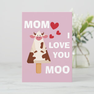 Mam ik hou van jou Moo Moederdag verjaardag Mum Feestdagenkaart
