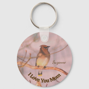 Mam ik hou van jou Waxwing Persoonlijk Sleutelhanger
