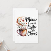 Mam, ik loop op koffie en chaos kaart (Voorkant / Achterkant in situ)