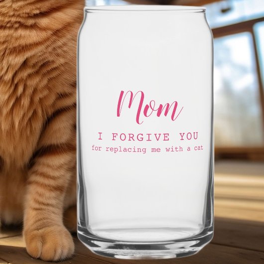 "Mam, ik vergeef je" grappige schattige kattenlief Blikvorm Glas