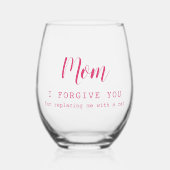 "Mam, ik vergeef je" grappige schattige kattenlief Wijnglas Zonder Voet (Voorkant)