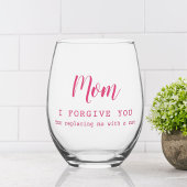 "Mam, ik vergeef je" grappige schattige kattenlief Wijnglas Zonder Voet