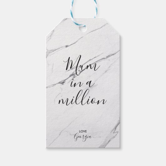 Mam in miljoen | Moederdag witte marmer Cadeaulabel (Voorkant)