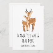 Mam is het Doe-nest: Punny Deer Moederdag Kaart (Voorkant / Achterkant)