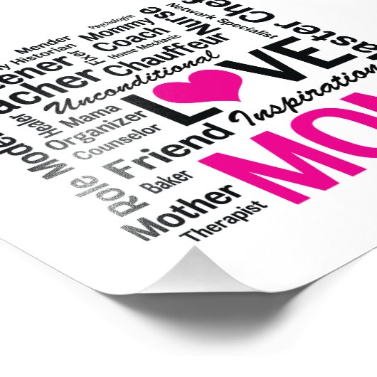 Mam is liefde - Moederdag of Mam's verjaardag Foto Afdruk (Hoek)