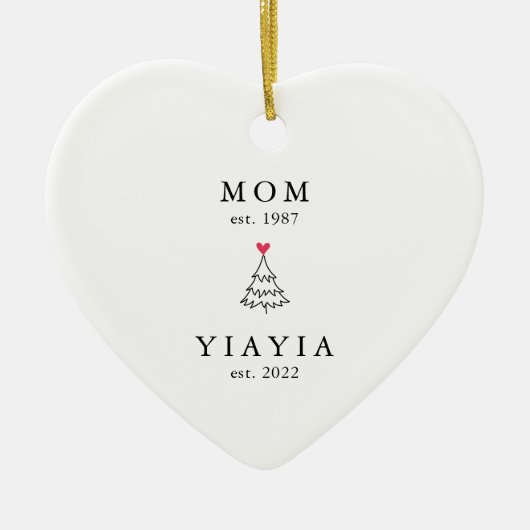 mam | Jaar Oost van Yiayia | Kerstakeramische vers Keramisch Ornament (Voorkant)