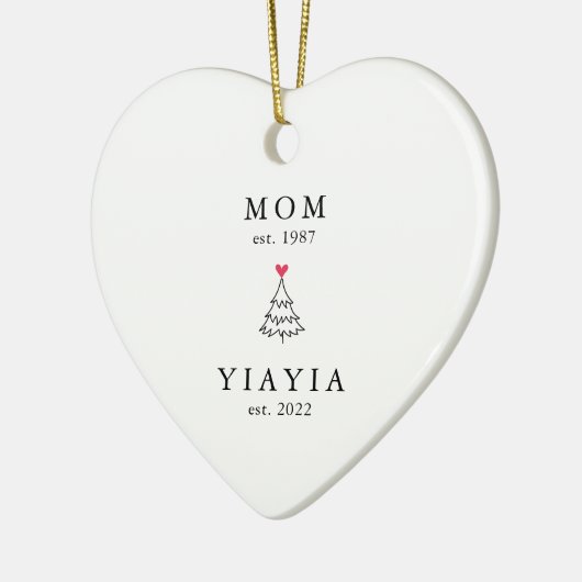 mam | Jaar Oost van Yiayia | Kerstakeramische vers Keramisch Ornament (Links)