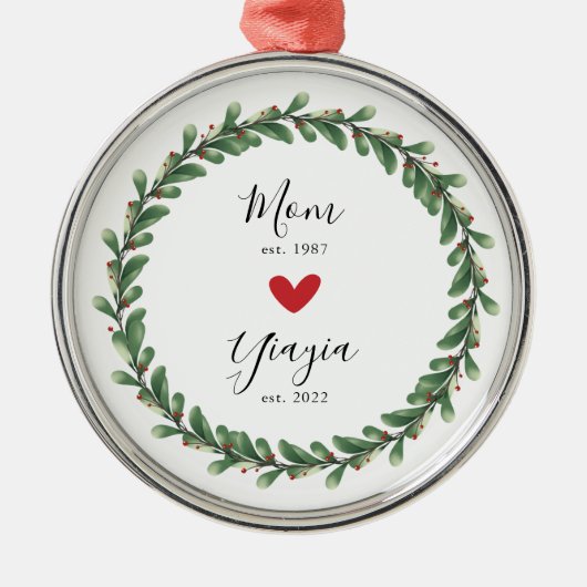 mam | Jaar Oost van Yiayia | Metalen Ornament (Voorkant)