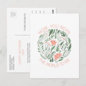 Mam je bedoelt de wereld voor mij Moederdag Briefk Briefkaart (Voorkant / Achterkant)