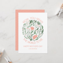 Mam je bedoelt de wereld voor mij Moederdag-kaart