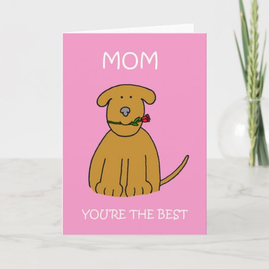 Mam Je bent de beste Cartoon Puppy Kaart (Voorkant)