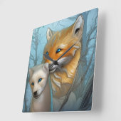 Mam Je bent de beste - Fox en baby Vierkante Klok (Hoek)