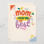 Mam Je bent de Beste: Moederdag Kaart (Voorkant / Achterkant)