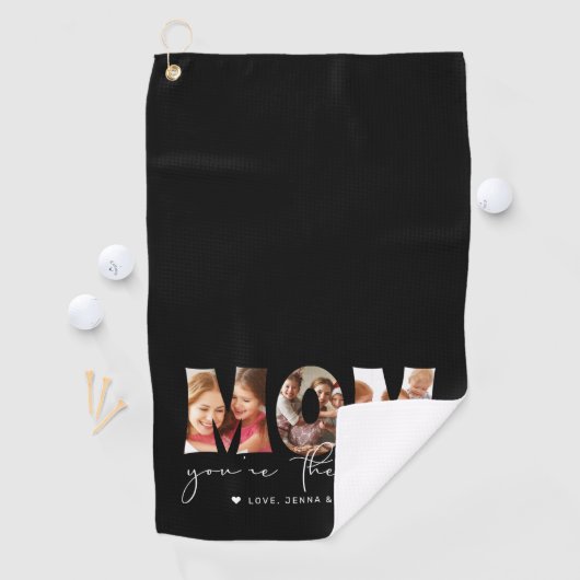 Mam Je bent de beste Quote Black Photo Collage Golfhanddoek (Insitu)