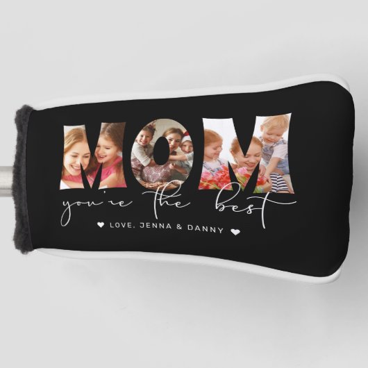 Mam Je bent de beste Quote Black Photo Collage Golfheadcover (Voorkant)