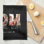 Mam Je bent de beste Quote Black Photo Collage Theedoek (Quarter Fold)