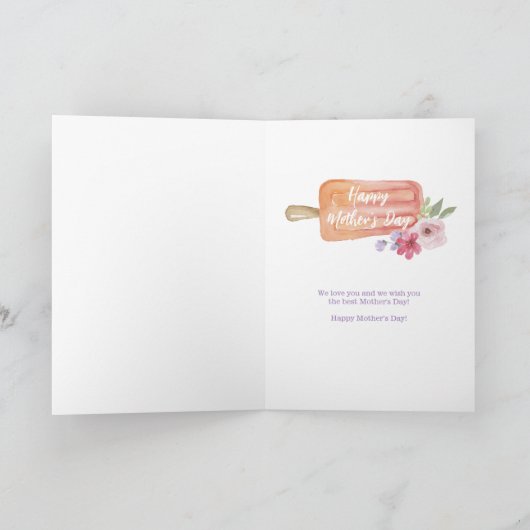 Mam Je bent de Coolest & Sweetest | Ice Pop bloeme Kaart (Binnen)