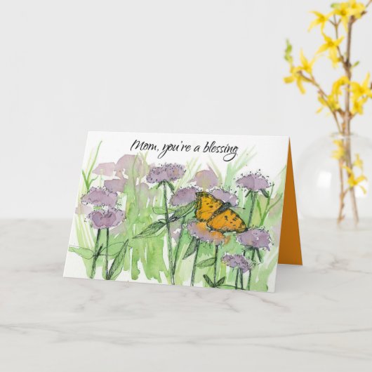 Mam, je bent een gezegende Moederdag vlinderflora Kaart (Gele Bloem)