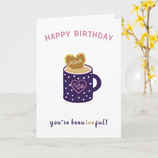 Mam, je bent een mooie verjaardag van de Tea Cup Kaart (Gele Bloem)