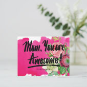 Mam, je bent Geweldige  botankalligrafie Briefkaart (Staand voorkant)
