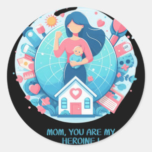 Mam, je bent mijn heldin moederdag ronde sticker