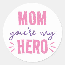 Mam Je bent mijn Hero Paarse Roze Typografie Moder Ronde Sticker