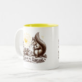 Mam, je bent mijn zonneschijn Eekhoorn Familie Tweekleurige Koffiemok (Voorkant links)