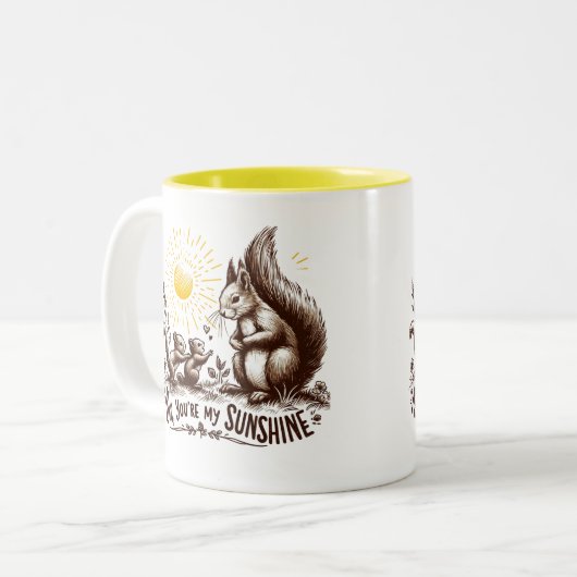 Mam, je bent mijn zonneschijn Eekhoorn Familie Tweekleurige Koffiemok (Voorkant links)