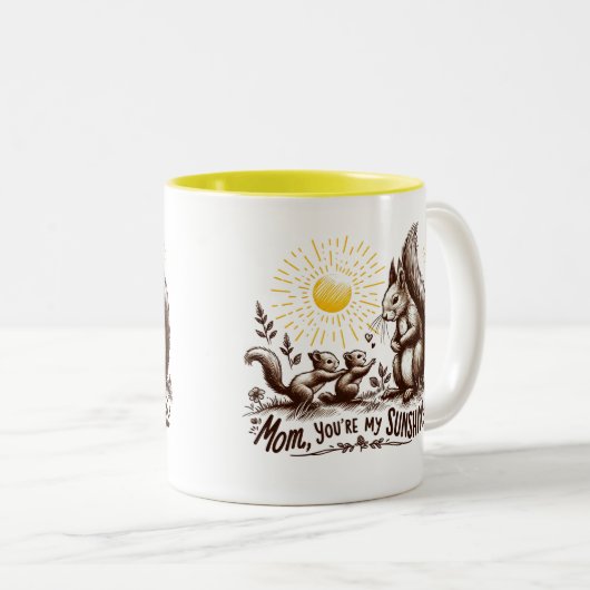 Mam, je bent mijn zonneschijn Eekhoorn Familie Tweekleurige Koffiemok (Voorkant rechts)