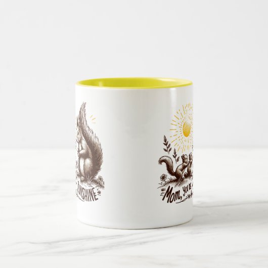Mam, je bent mijn zonneschijn Eekhoorn Familie Tweekleurige Koffiemok (Center)