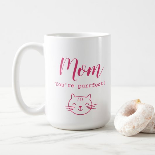 "Mam, je bent perfect" grappige schattige kattenli Koffiemok (Met donut)