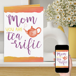 Mam Je Bent Tea-rrific - Leuke Kleurrijke Verjaard Kaart