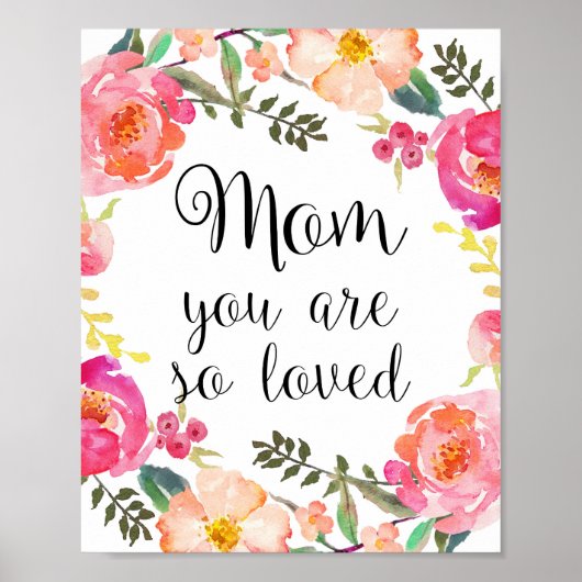 Mam, je bent zo geliefd als printen, Moederdag pos Poster (Voorkant)