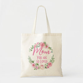 Mam Je bent zo geliefd Bloemenkrans Roos Canvas ta Tote Bag