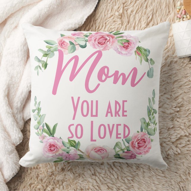 Mam Je bent zo geliefd Bloemenkrans Roos Kussen (Deken)