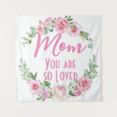 Mam Je bent zo geliefd Bloemenkrans Roos Wandkleed (Voorkant)