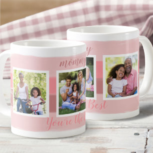 Mam, jij bent de beste - 3 foto roze penseelstreek koffiemok