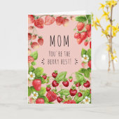 Mam, jij bent de beste Berry, Strawberry Plant Kaart (Gele Bloem)