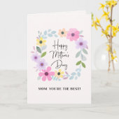 Mam, jij bent de beste. Cute waterverf bloemenkran Kaart (Gele Bloem)