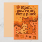 Mam, jij bent mijn knusse plek retro ontwerp feestdagenkaart (Voorkant / Achterkant)