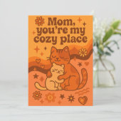 Mam, jij bent mijn knusse plek retro ontwerp feestdagenkaart (Staand voorkant)