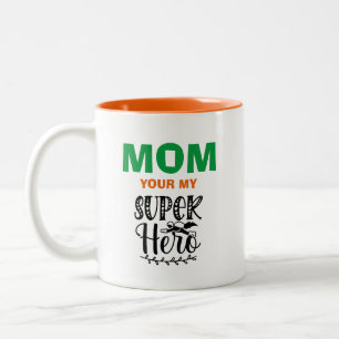 Mam, jij bent mijn superheld tweekleurige koffiemok