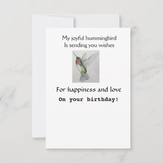 Mam Joyful Hummingbird Happy Birthday Kaart (Achterkant)