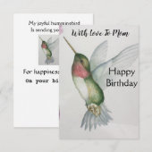 Mam Joyful Hummingbird Happy Birthday Kaart (Voorkant / Achterkant)