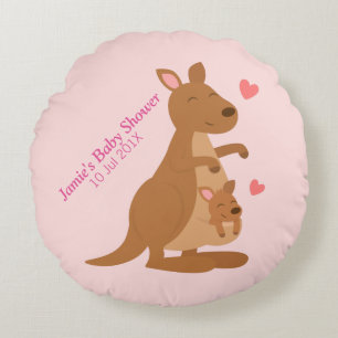 Mam Kangaroo en Baby Joey Round Pillow Rond Kussen